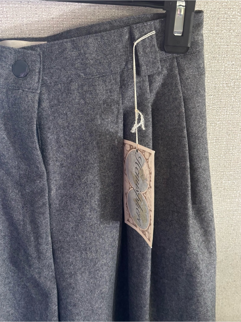 Vintage Grey Hempshire Wool Pleated Trousers